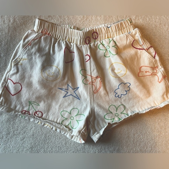Bailey Rose Pants - Bailey Rose White Shorts with MultiColor Graphics, size M
